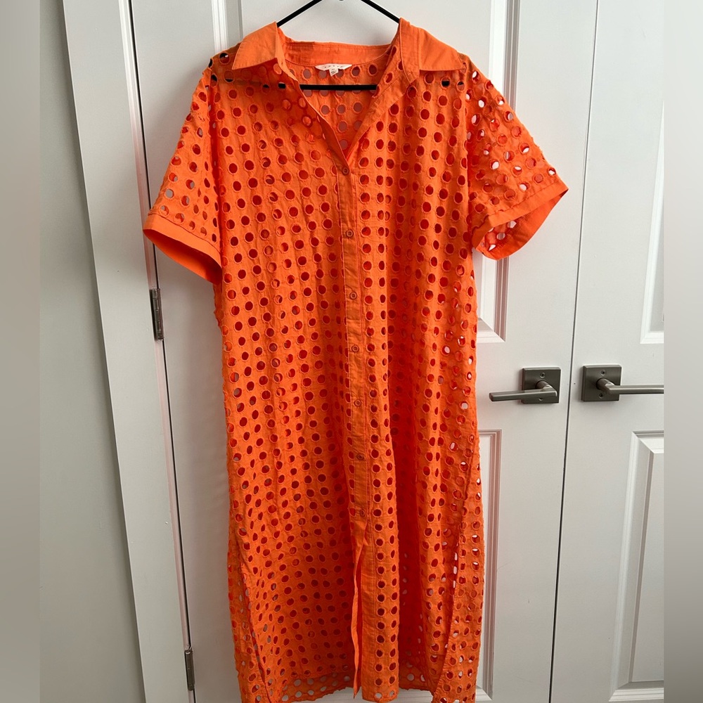 Adiva Bright Orange Midi Dress